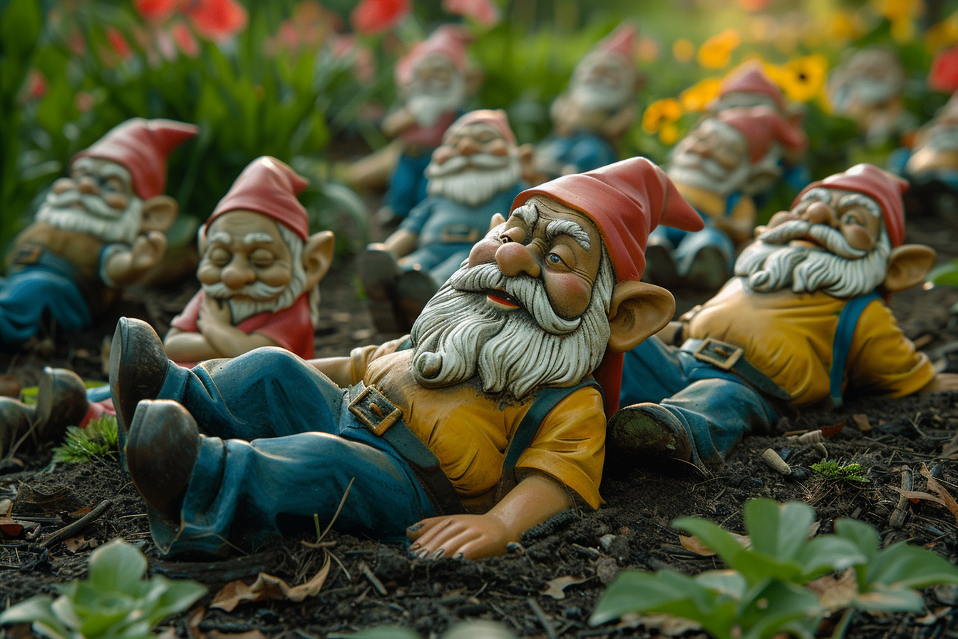 Une collection de figurines de gnomes dans un jardin | Source : Midjourney