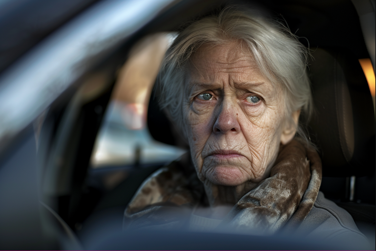 Une femme assise dans une voiture | Source : Midjourney