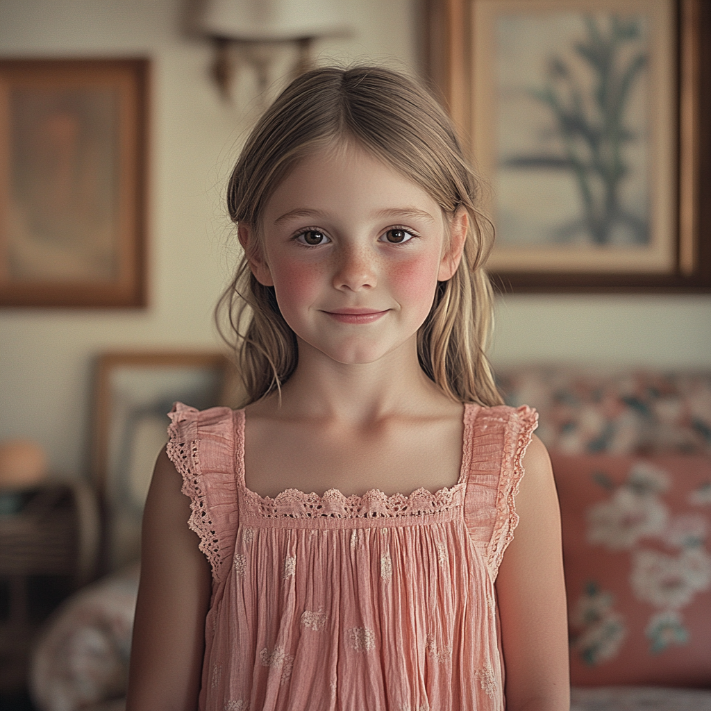 Une petite fille debout dans une maison | Source : Midjourney