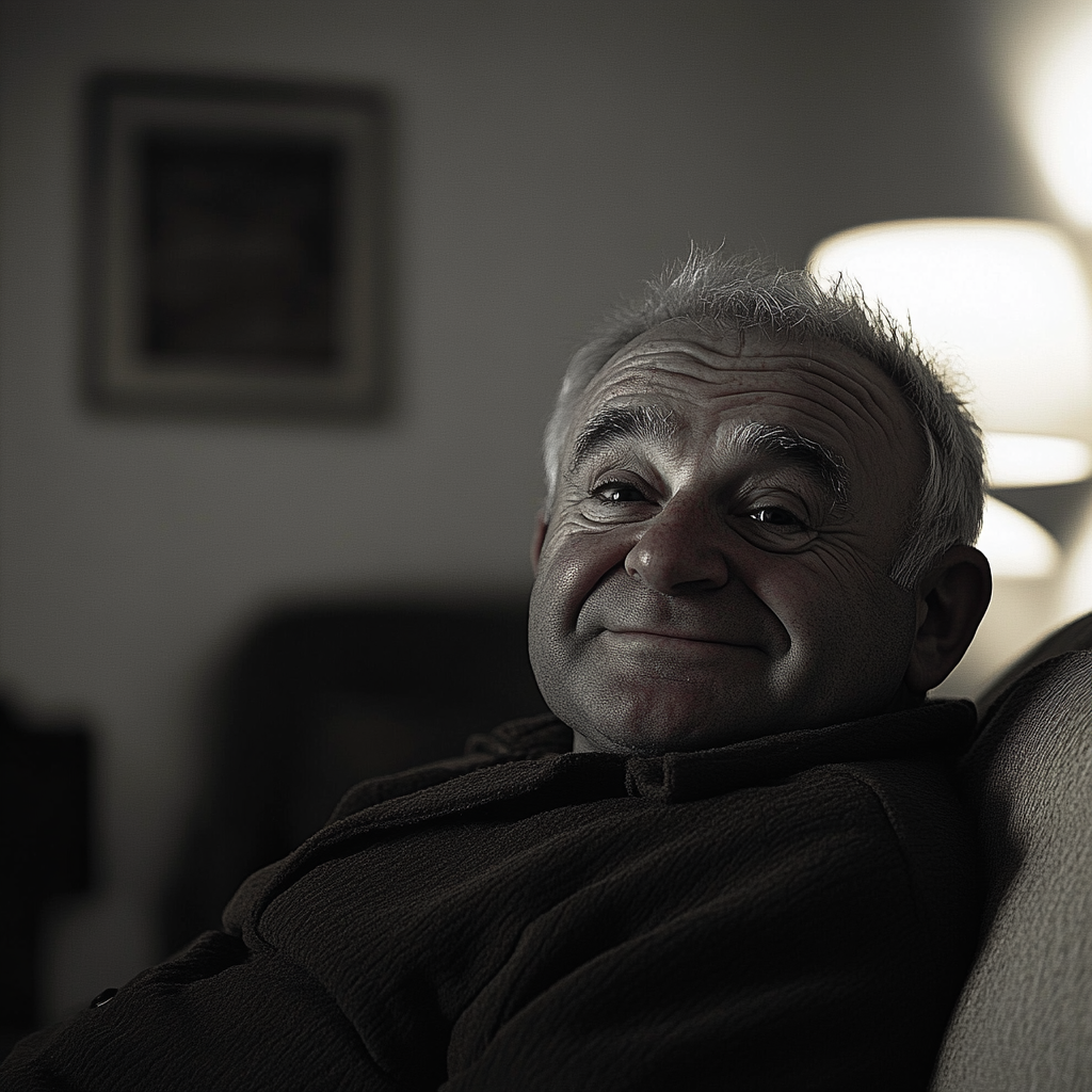 Older man sitting on couch | Source: Midjourney