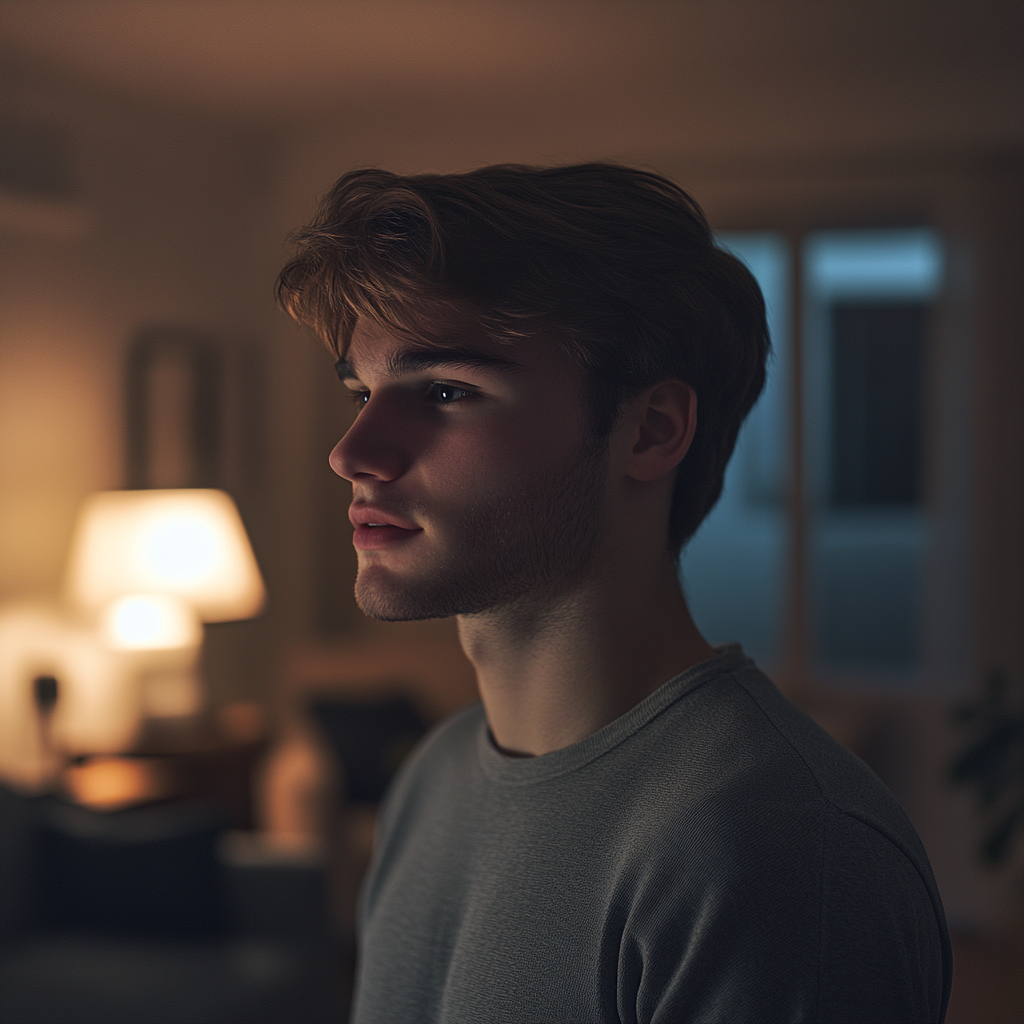 Profil latéral d'un homme en train de parler | Source : Midjourney
