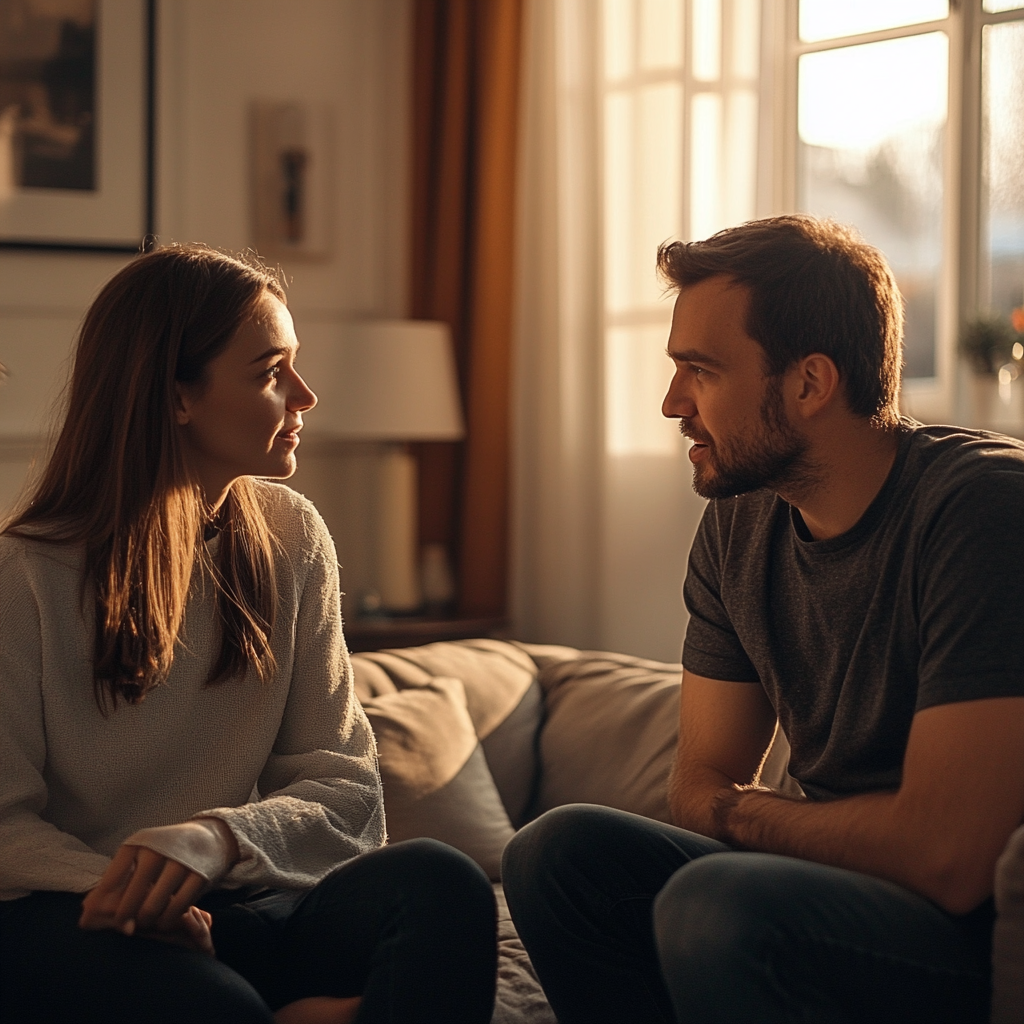 Emma et Michael ont une discussion sérieuse | Source : Midjourney