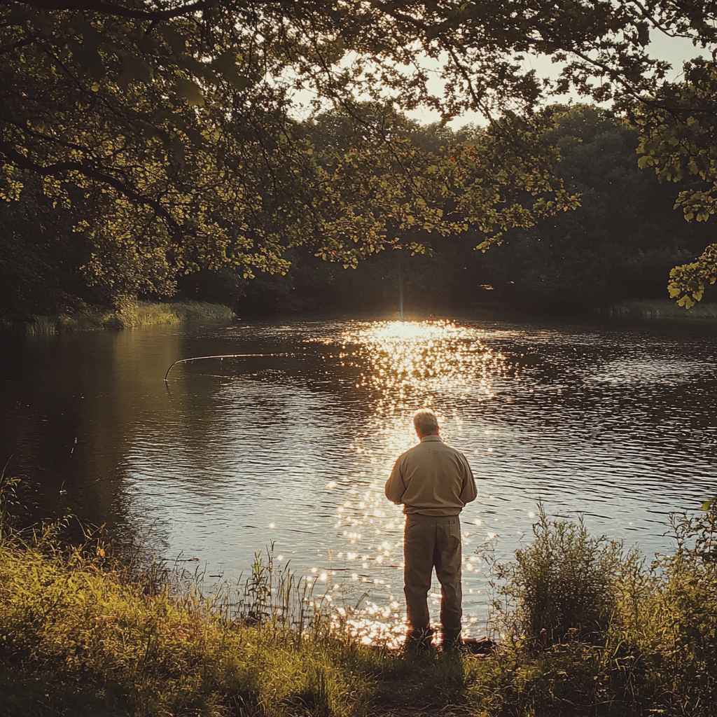 Un homme en train de pêcher | Source : Midjourney