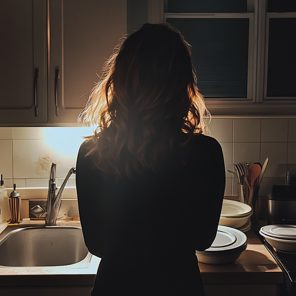 Une femme debout devant un évier | Source : Midjourney