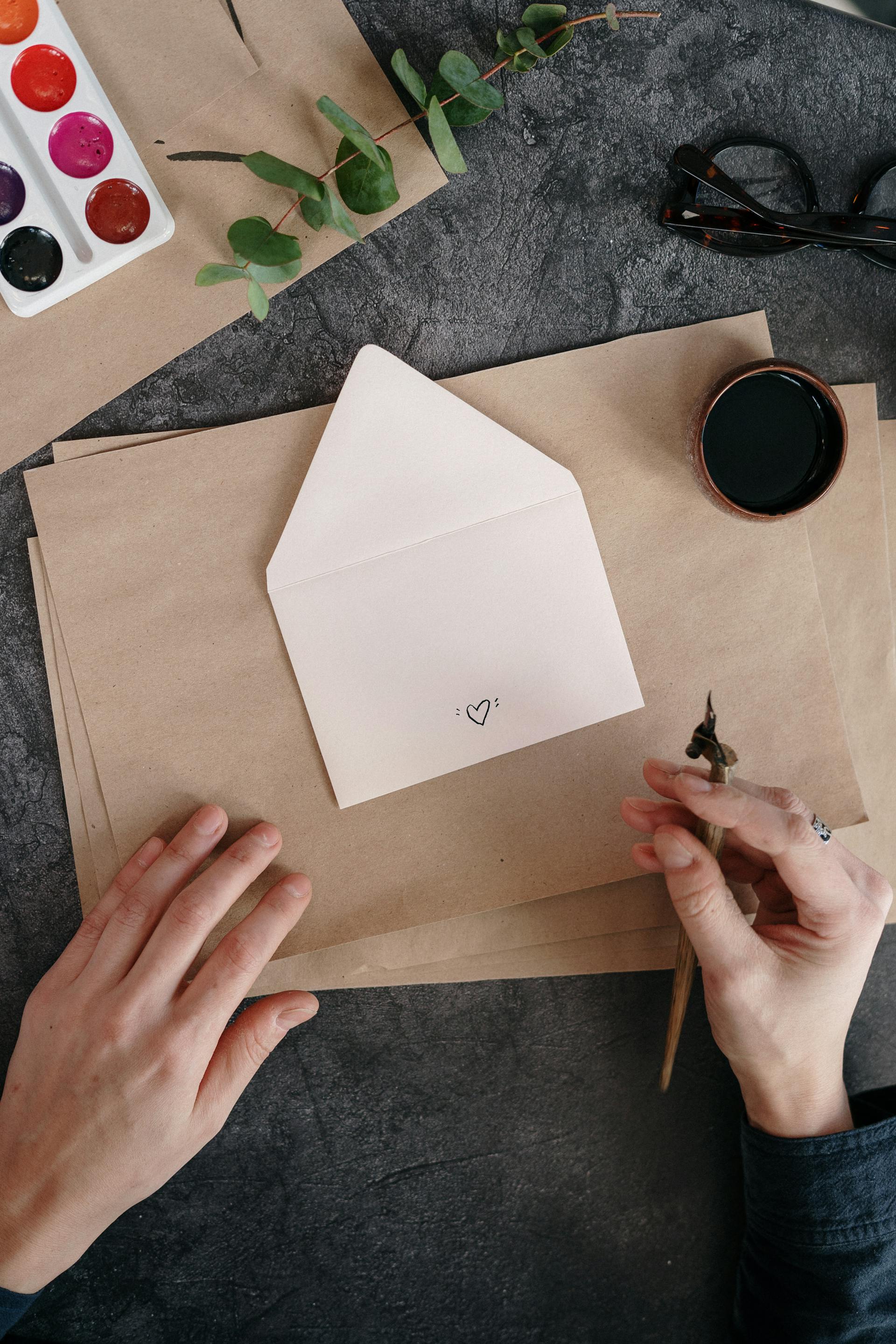 Quelqu'un qui crée des invitations de pendaison de crémaillère | Source : Pexels