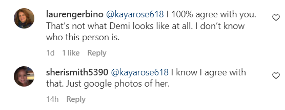 Les internautes partagent leurs opinions dans la section commentaire de la photo Instagram de Demi Moore. | Source : instagram.com/demimoore