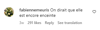 Commentaire d'un internaute sur la publication d'Amandine Pellissard. | Source : Instagram.com/amandine.pellissard.off