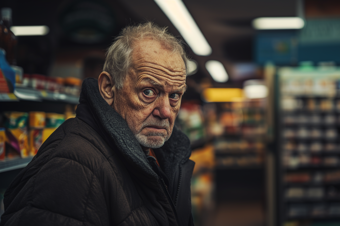 Un homme surpris dans une épicerie | Source : Midjourney