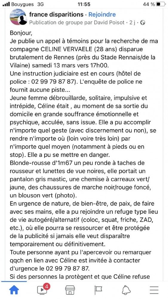 Capture d'écran | photo: Faceboo.com / France Disparitions