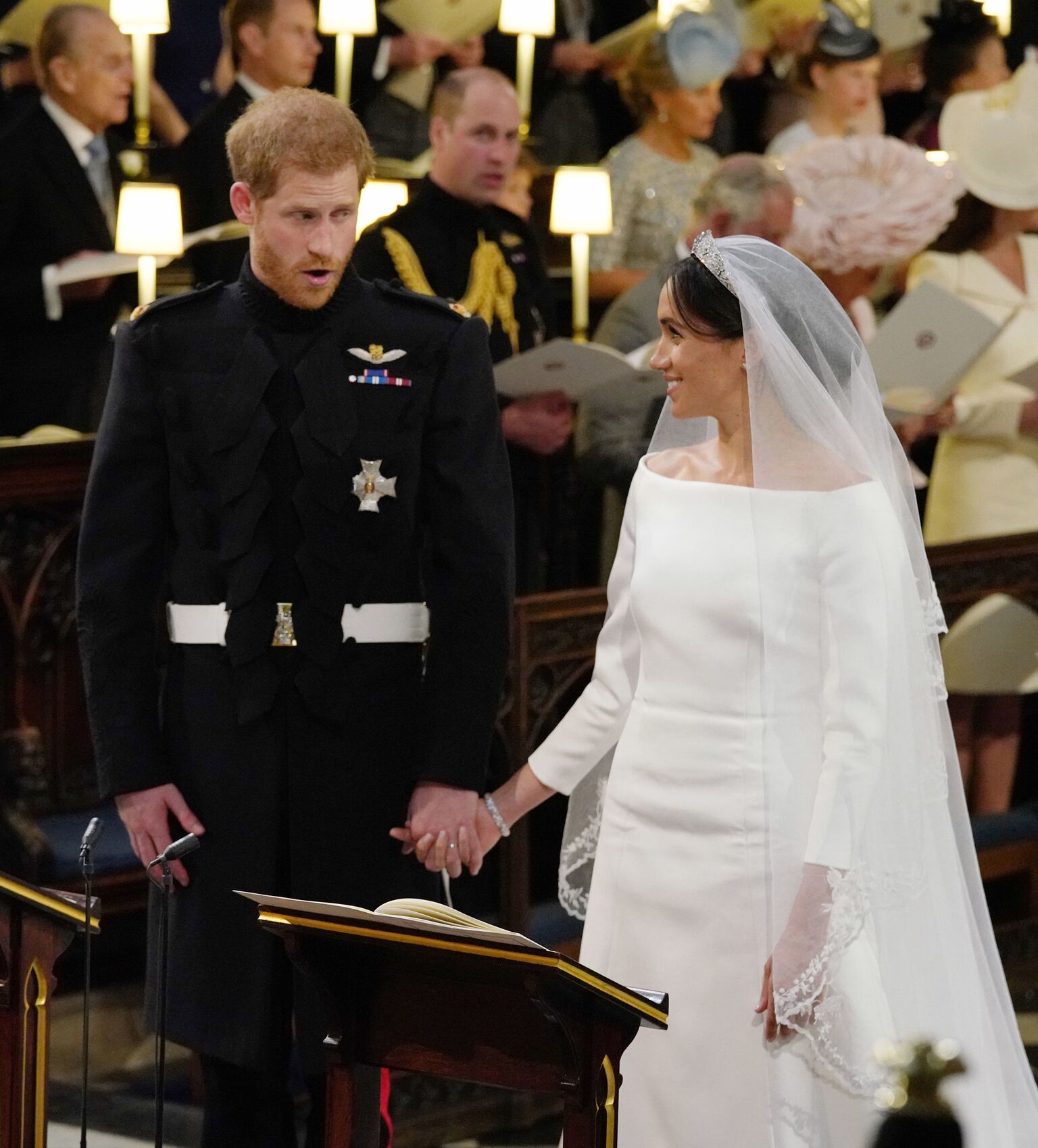 Le prince Harry avec sa fiancée, Meghan, lors de leur mariage dans la chapelle St George du château de Windsor | Getty Images