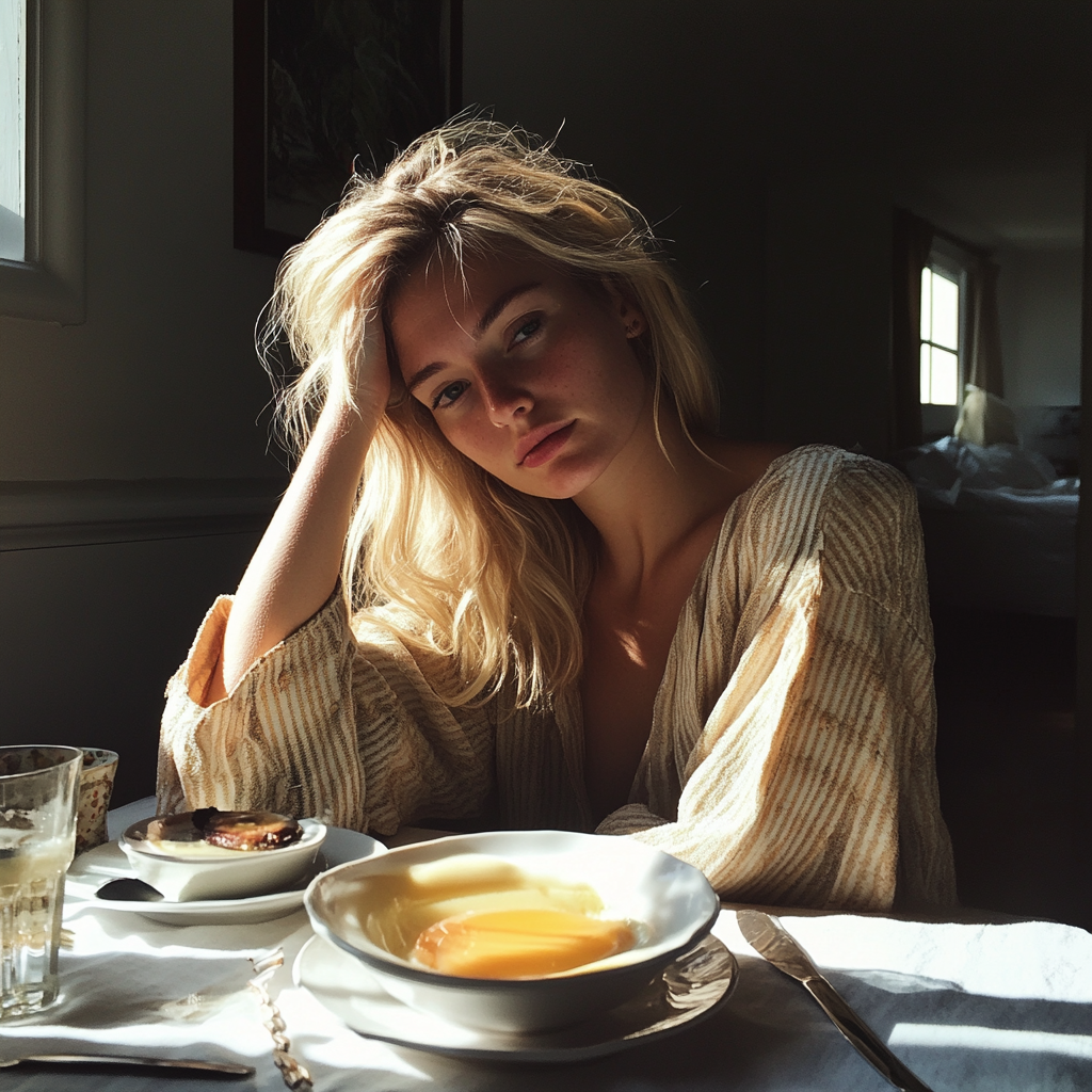 Une femme qui se tient la tête | Source : Midjourney