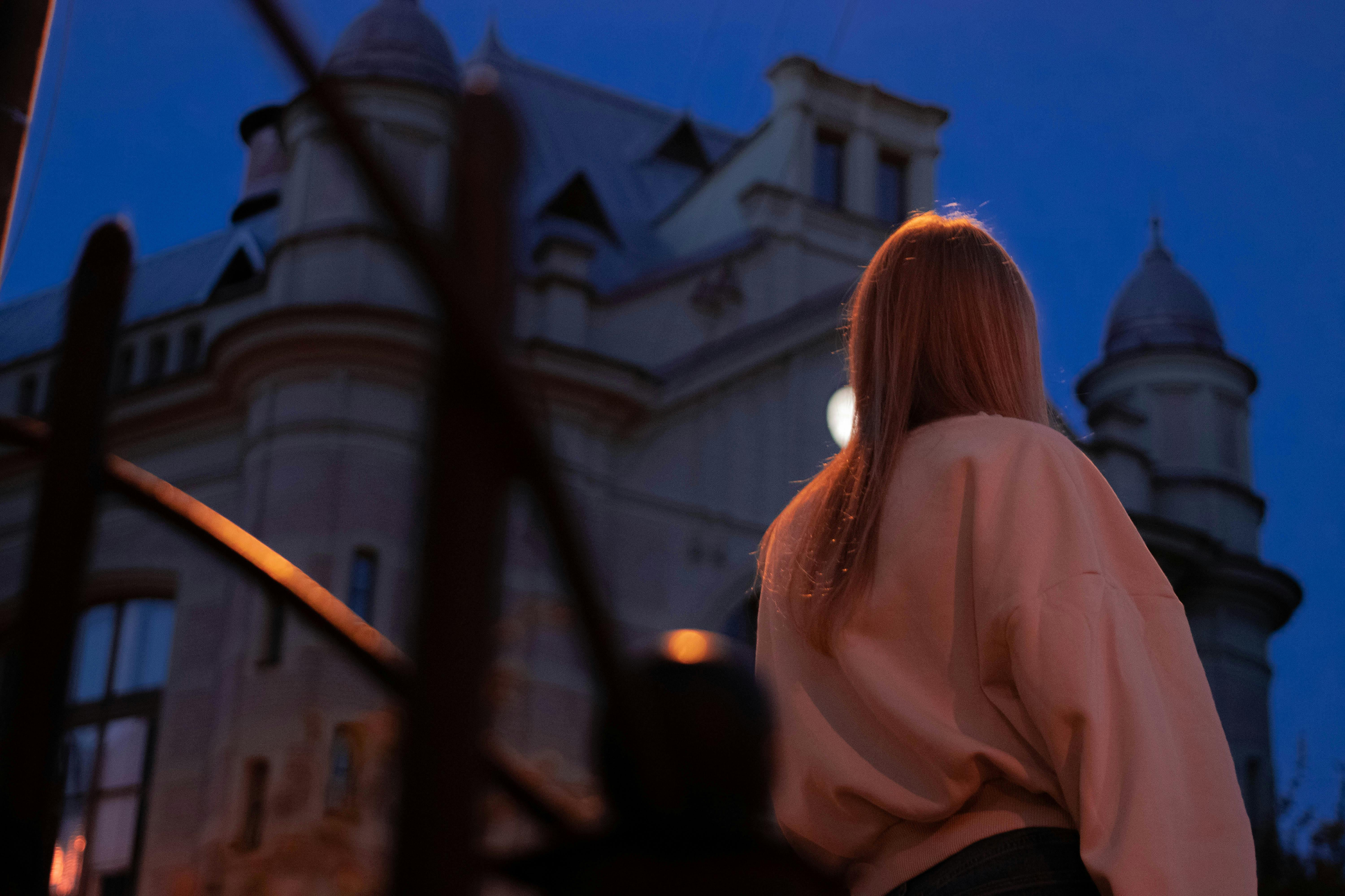 woman from behind at night