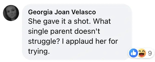 Commentaire de Georgia Joan Velasco sur l'initiative GoFundMe de Kara Hoppo | Source : Facebook.com/DailyMailUK