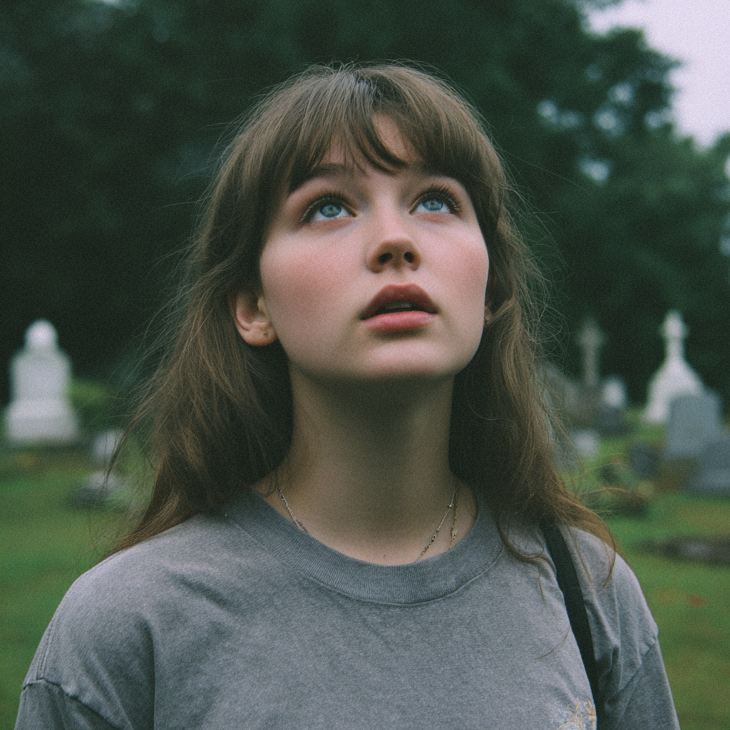 Une jeune femme qui regarde le ciel | Source : Midjourney