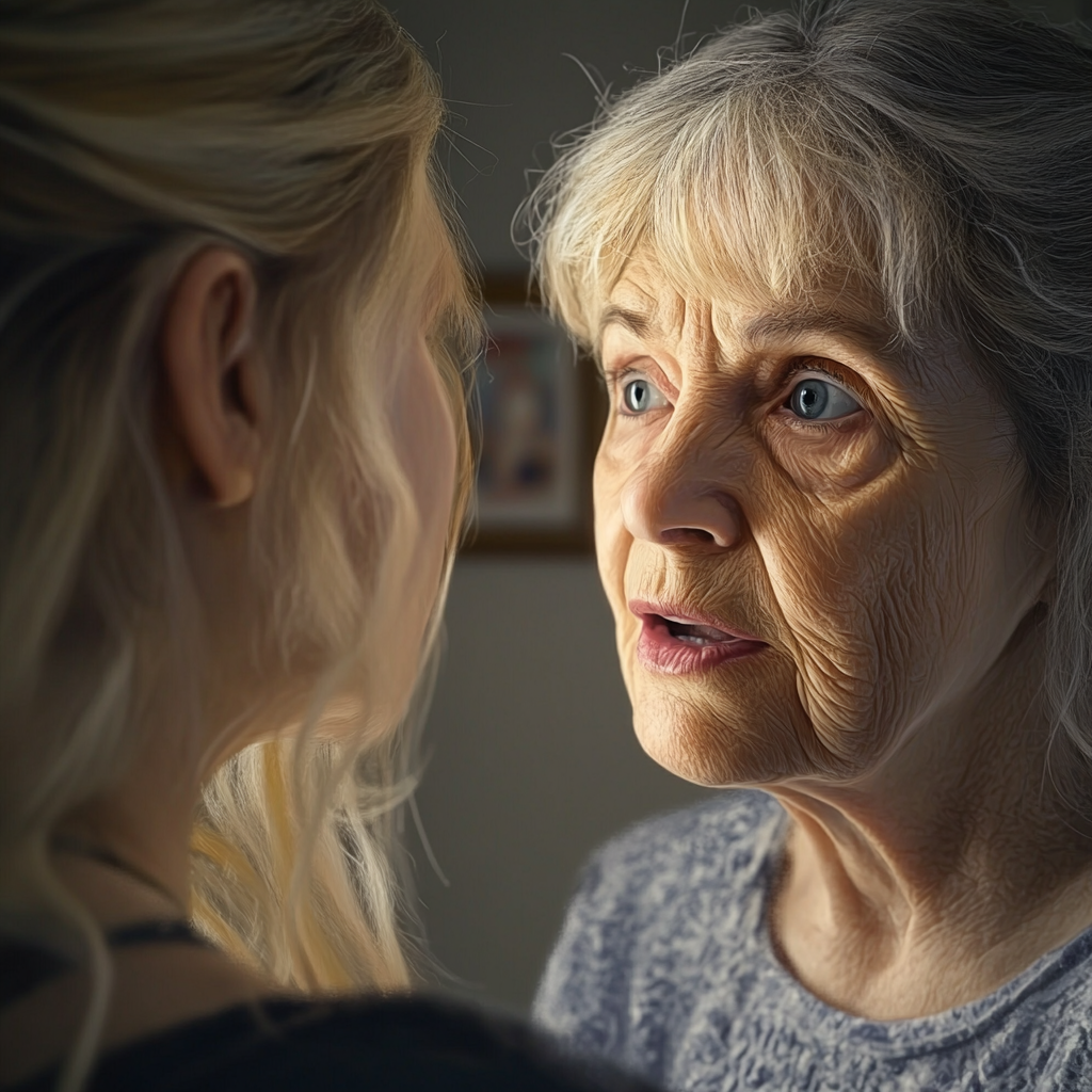 Une femme âgée qui parle à sa belle-fille | Source : Midjourney