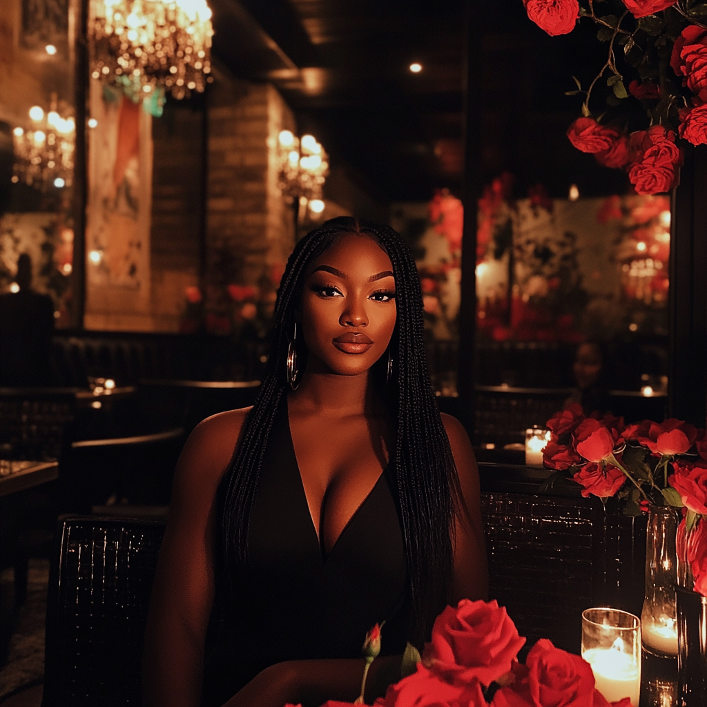 Une femme assise dans un restaurant | Source : Midjourney