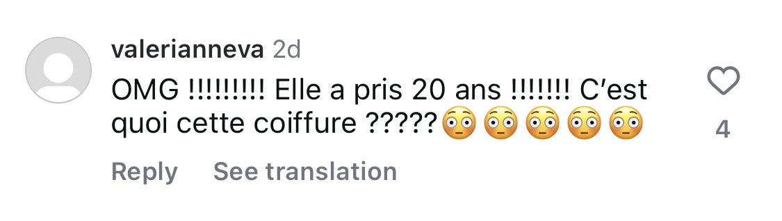 Commentaire d'un internaute | Source : Instagram