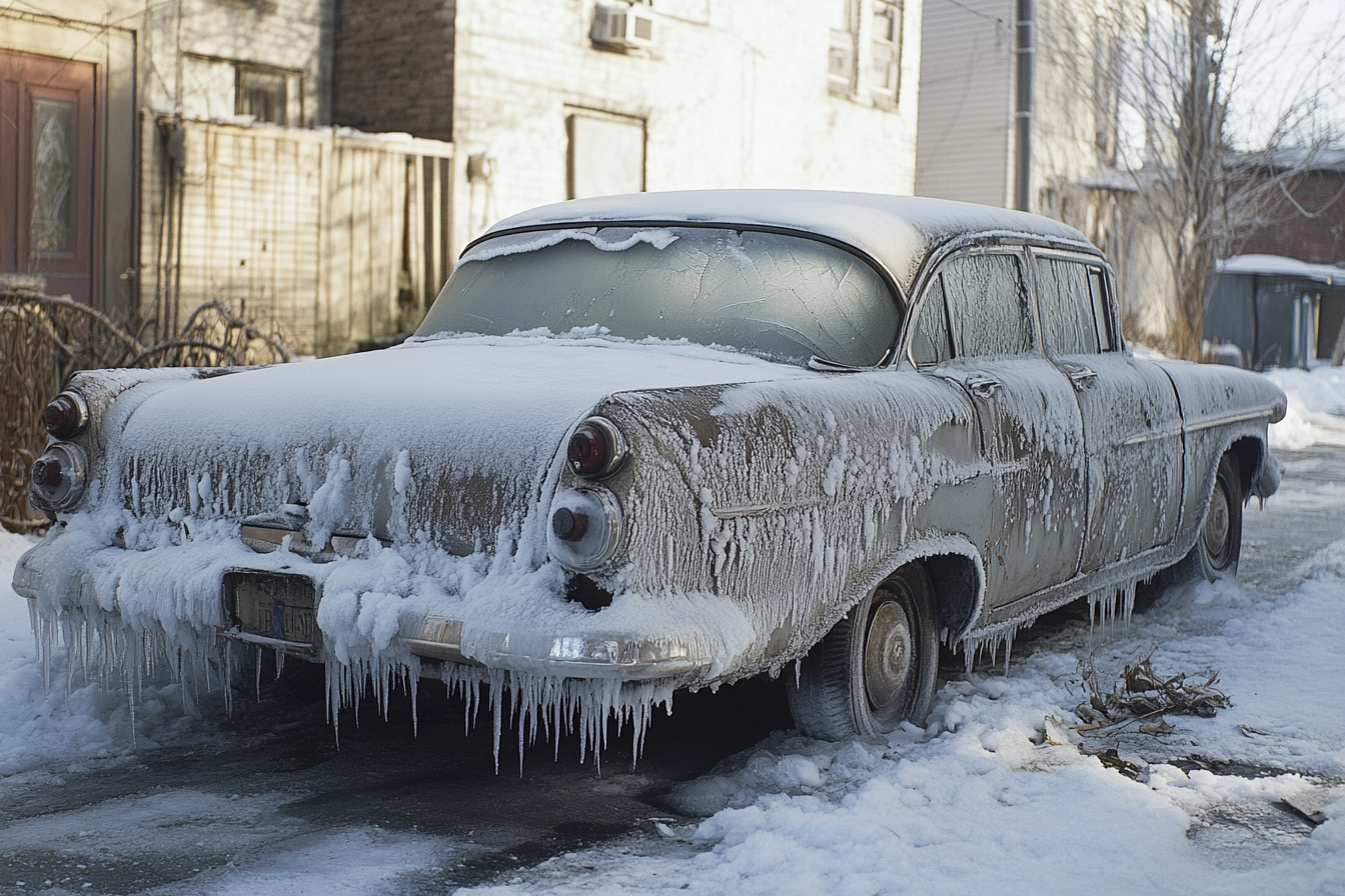 Une voiture couverte de glace | Source : Midjourney