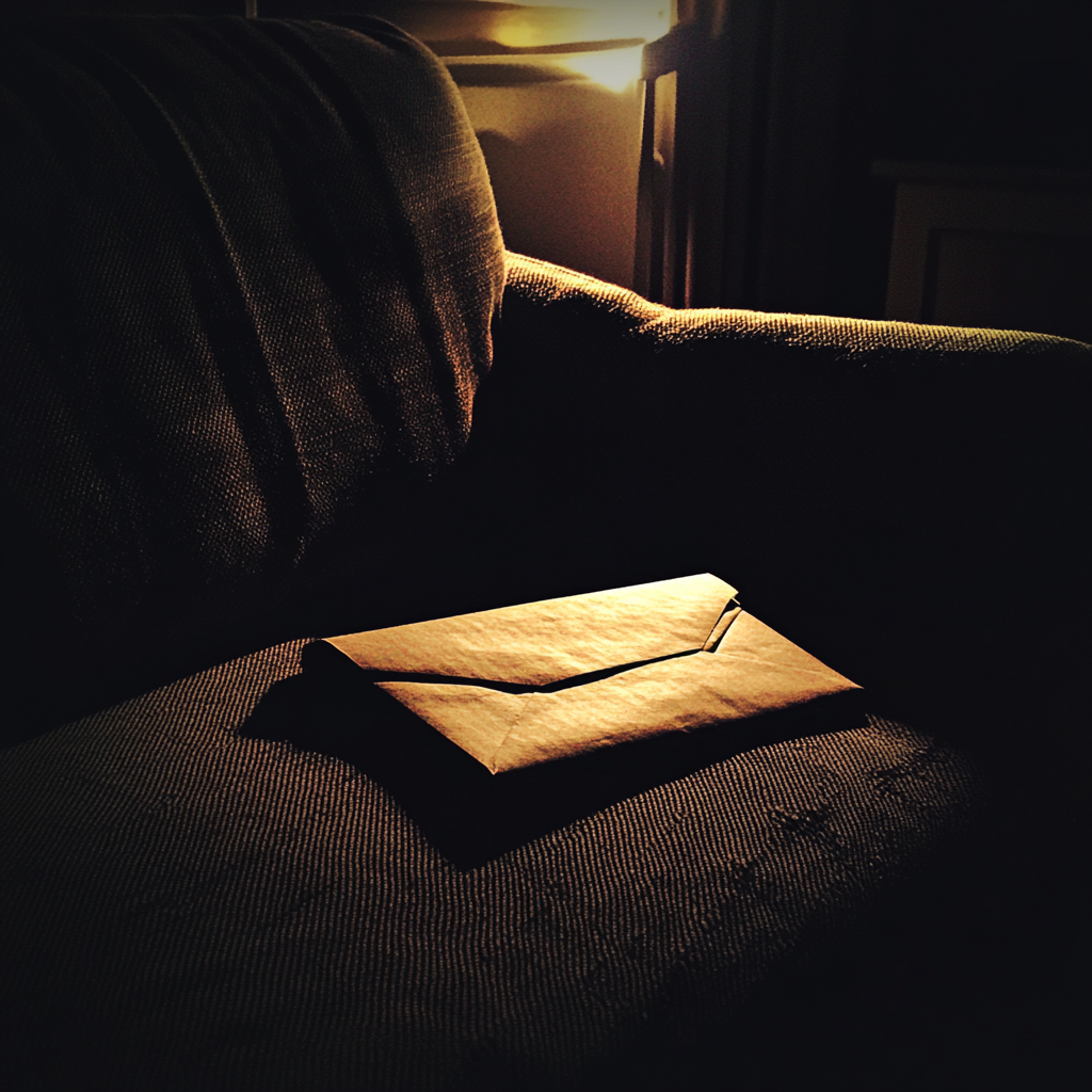 Une enveloppe sur un canapé | Source : Midjourney