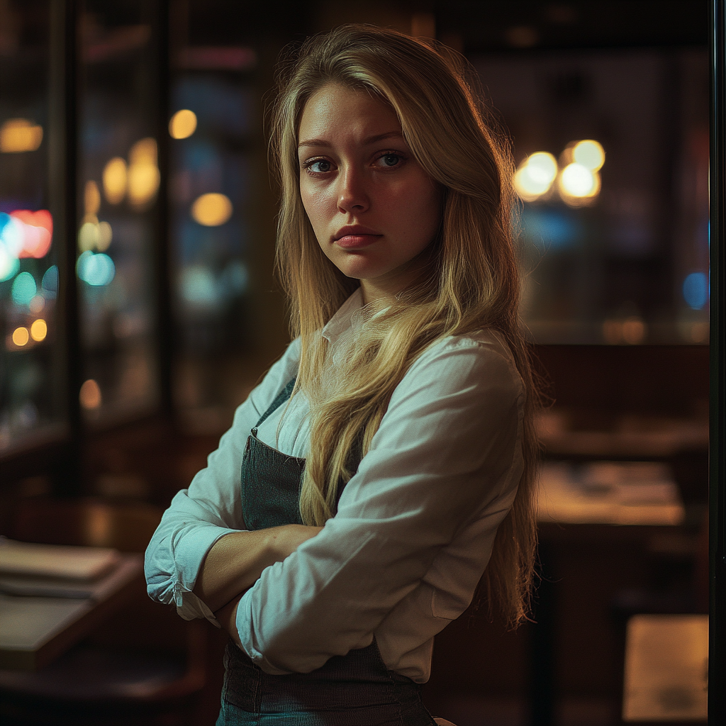 Une serveuse sérieuse dans un restaurant | Source : Midjourney