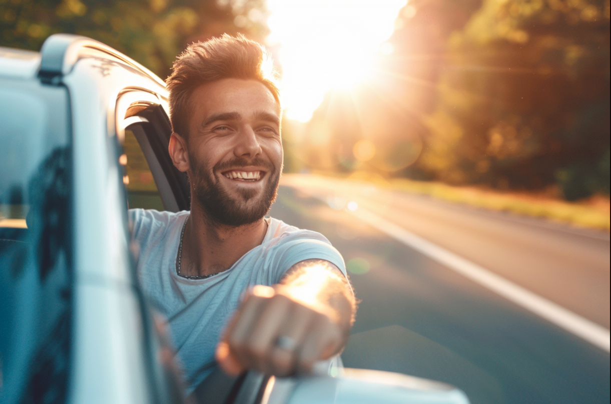 Un homme qui profite de son trajet sur une autoroute | Source : Midjourney