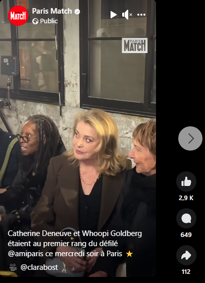 Catherine Deneuve et Whoopi Goldberg au défilé AMI | Source : capture Facebook