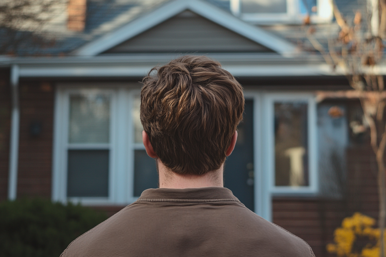 Un homme debout devant une maison | Source : Midjourney