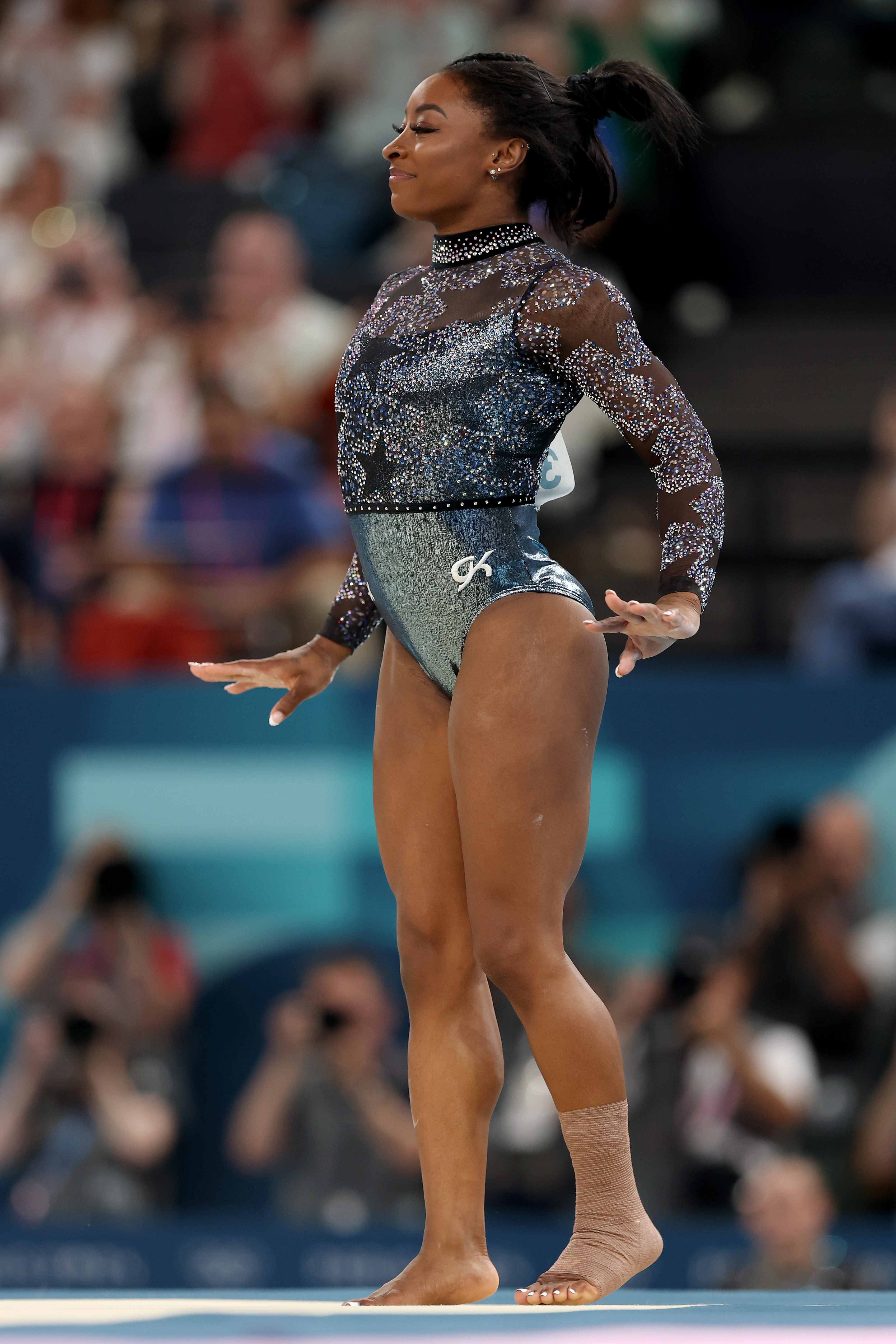 Simone Biles lors des qualifications féminines de gymnastique artistique à Paris, France, le 28 juillet 2024 | Source : Getty Images