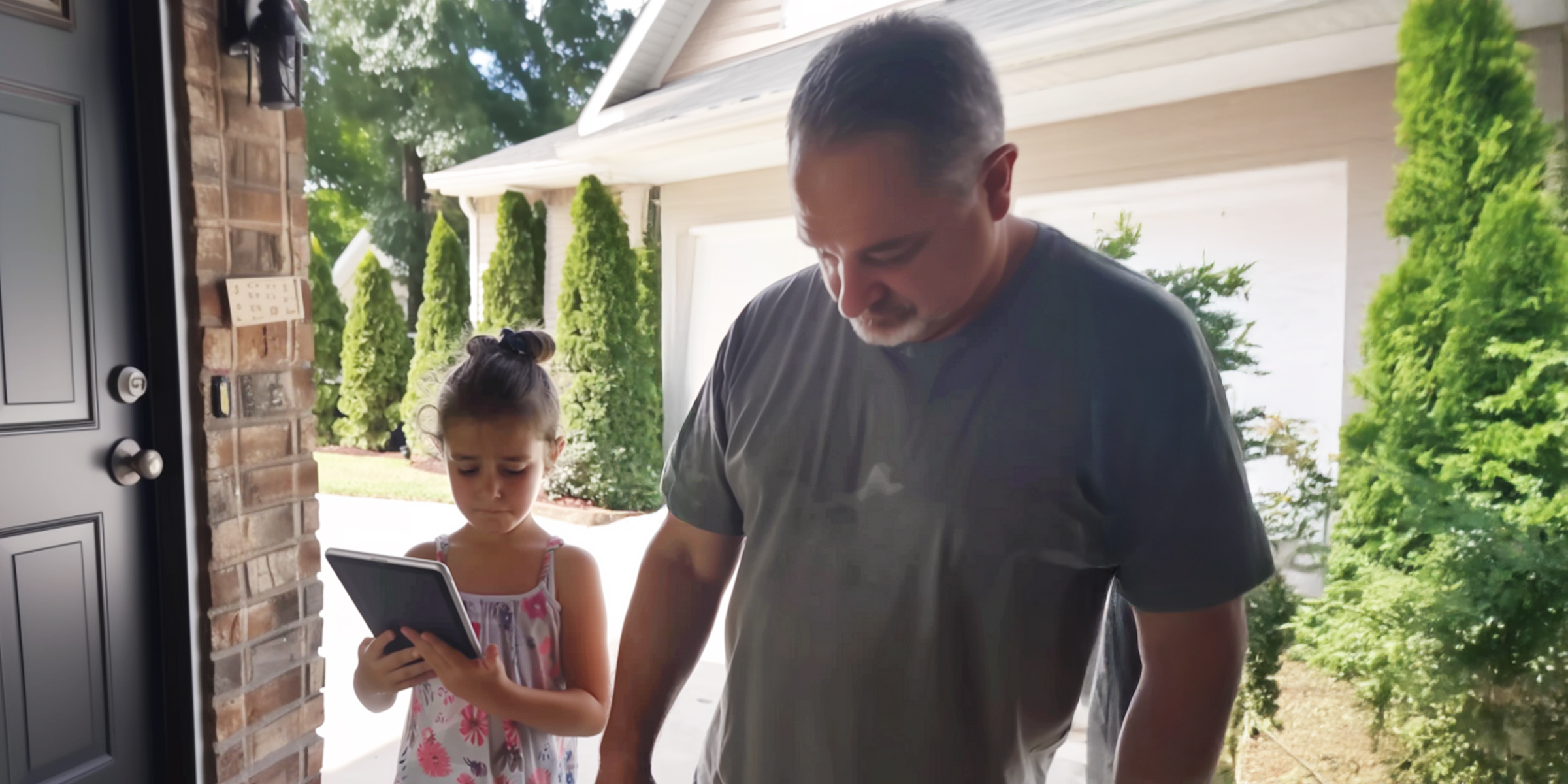 Un homme avec une petite fille qui tient sa tablette | Source : AmoMama