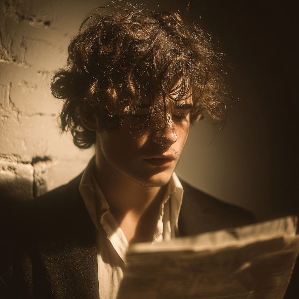 Un garçon sérieux lisant une lettre | Source : Midjourney