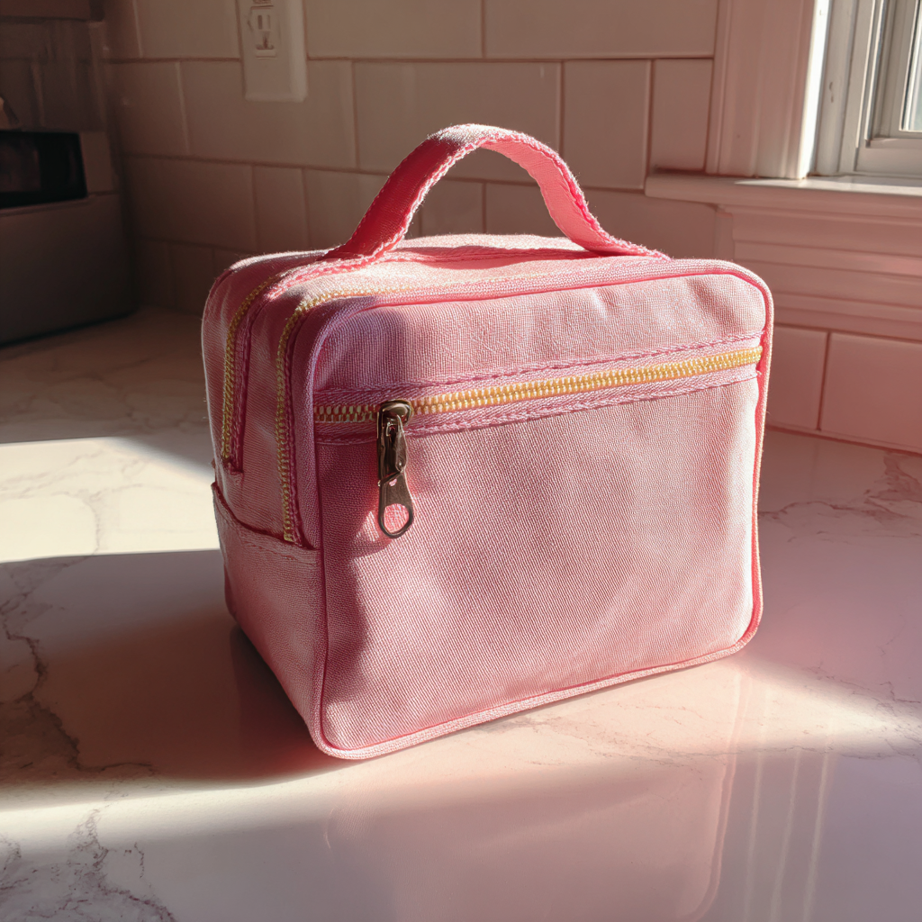 Un sac à lunch rose sur un comptoir de cuisine | Source : Midjourney