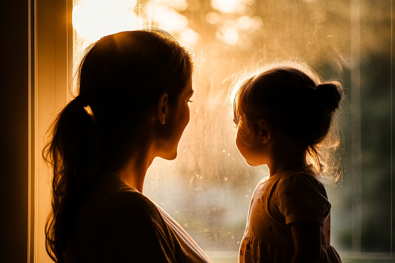 Une femme et une petite fille qui regardent par la fenêtre | Source : Midjourney