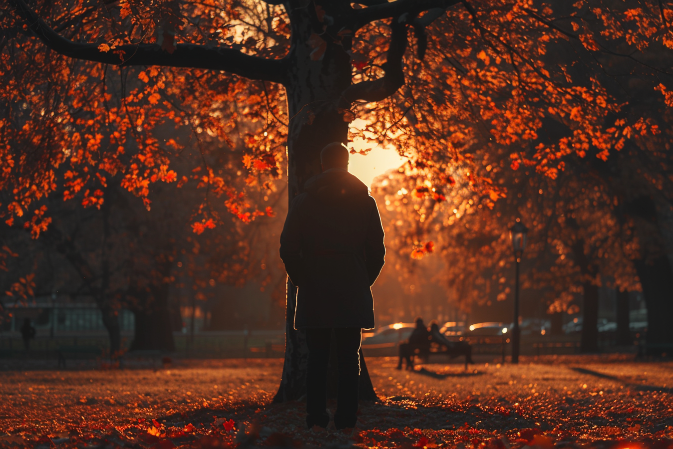 Homme debout sous un arbre | Source : Midjourney