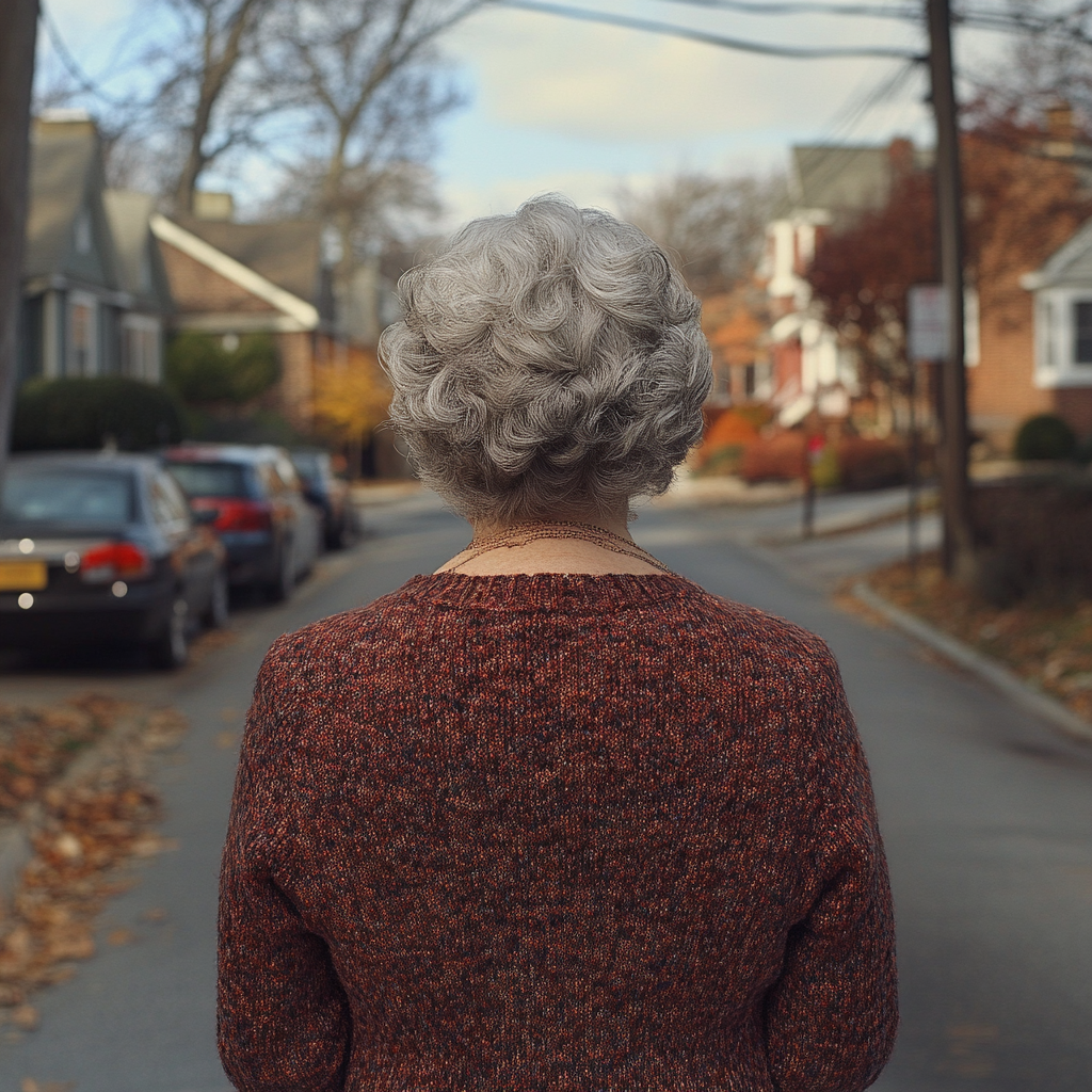 Une femme debout dans un quartier | Source : Midjourney