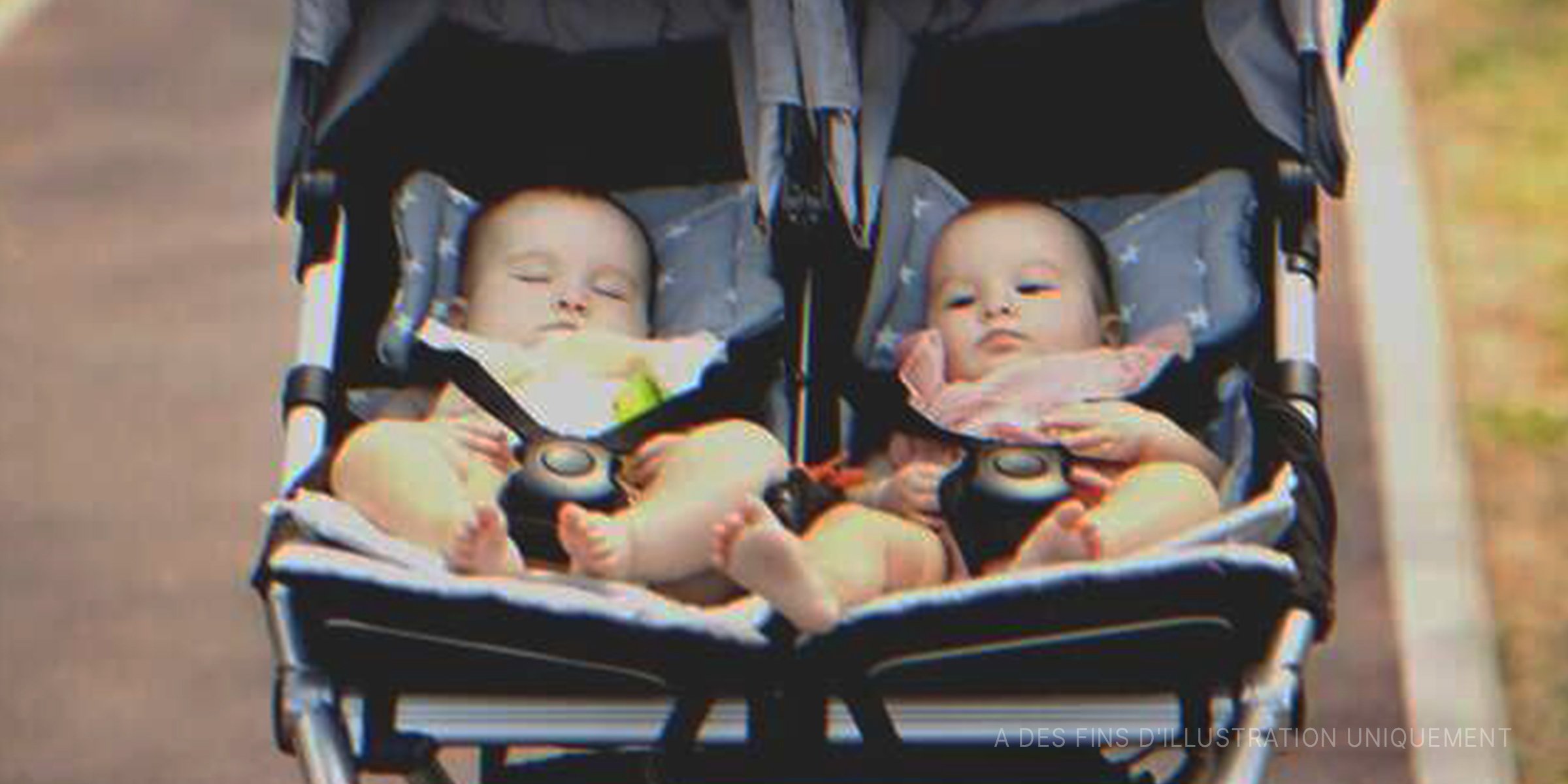 Deux bébés jumeaux dans une poussette | Source : Shutterstock 