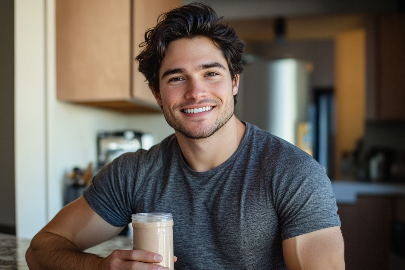 Un homme souriant dans une cuisine | Source : Midjourney