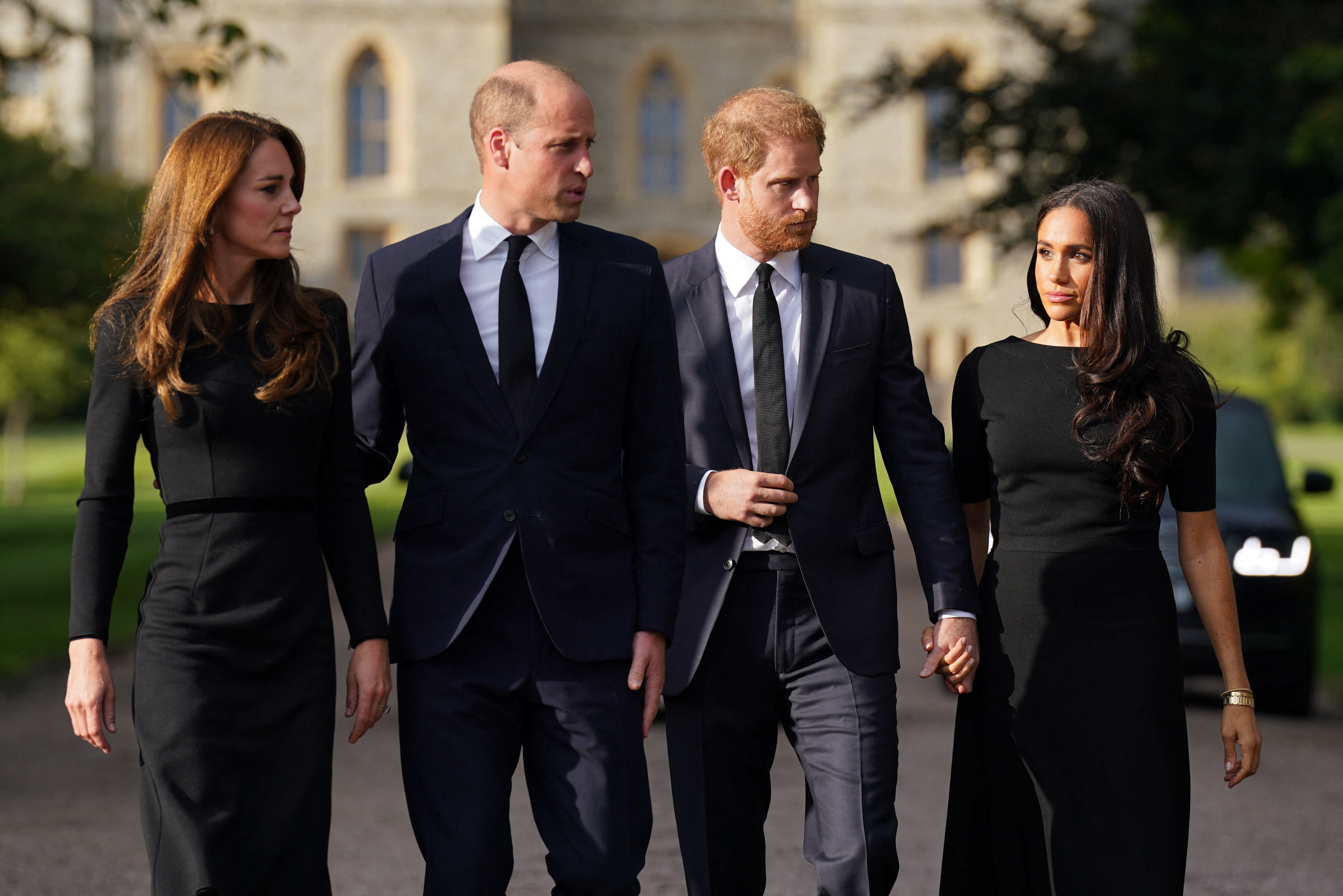 Le prince et la princesse de Galles avec le duc et la duchesse de Sussex le 10 septembre 2022 au château de Windsor en Angleterre | Source : Getty Images