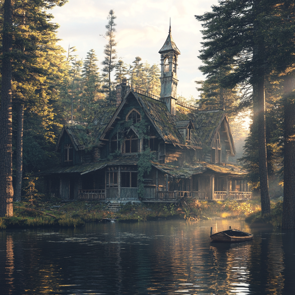 Une ancienne maison de lac | Source : Midjourney