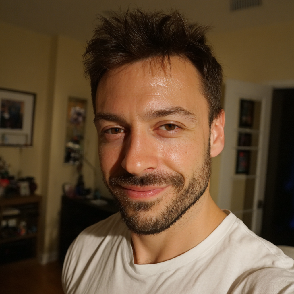 Gros plan sur un homme souriant | Source : Midjourney