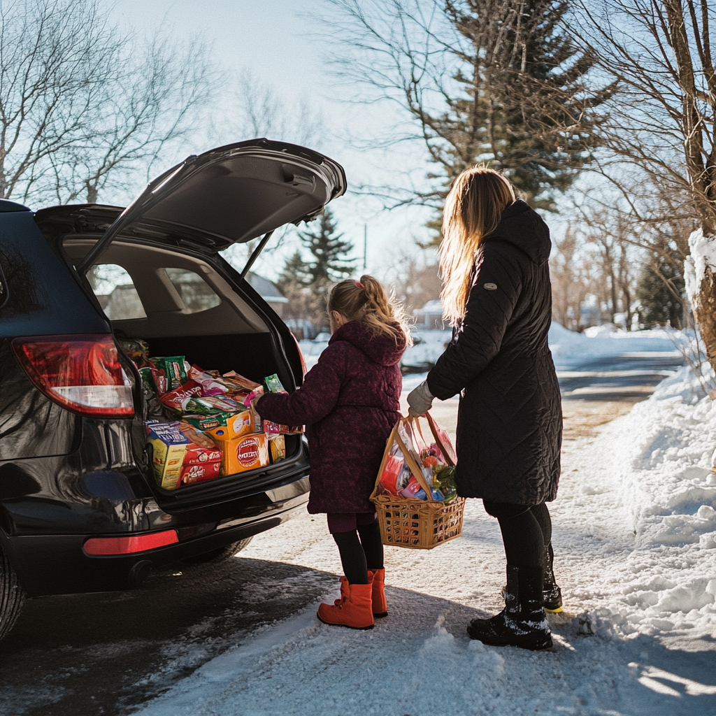 Loading groceries into a car | Source: Midjourney