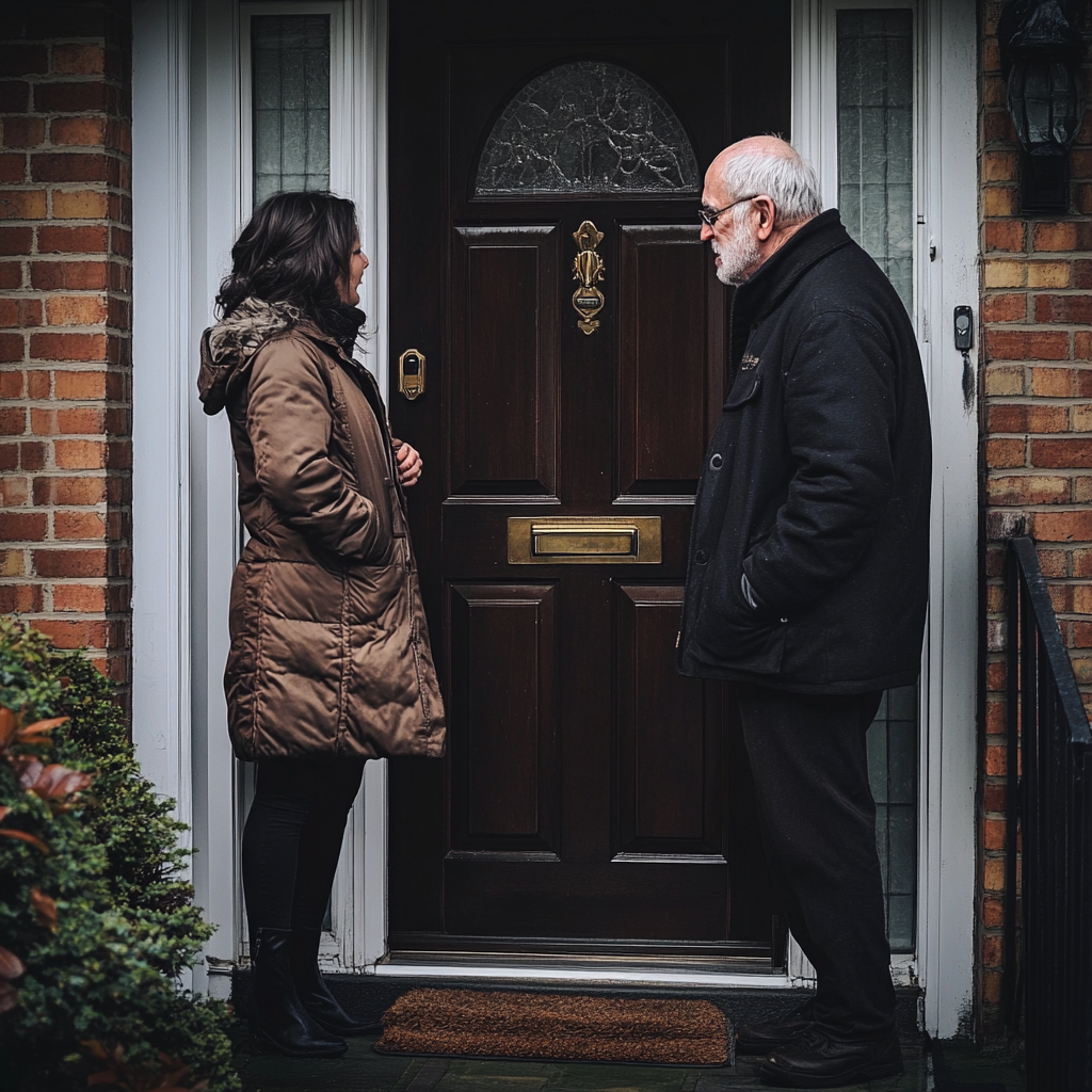 Homme âgé parlant à sa fille dont il est séparé | Source : Midjourney