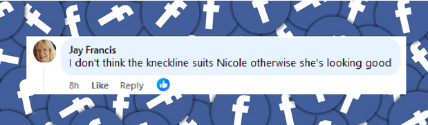 Une internaute commente l'apparition de Nicole Kidman à la première britannique de "Un couple parfait", à partir d'un post Facebook, daté du 3 septembre 2024 | Source : Facebook/WomensWeeklyMag