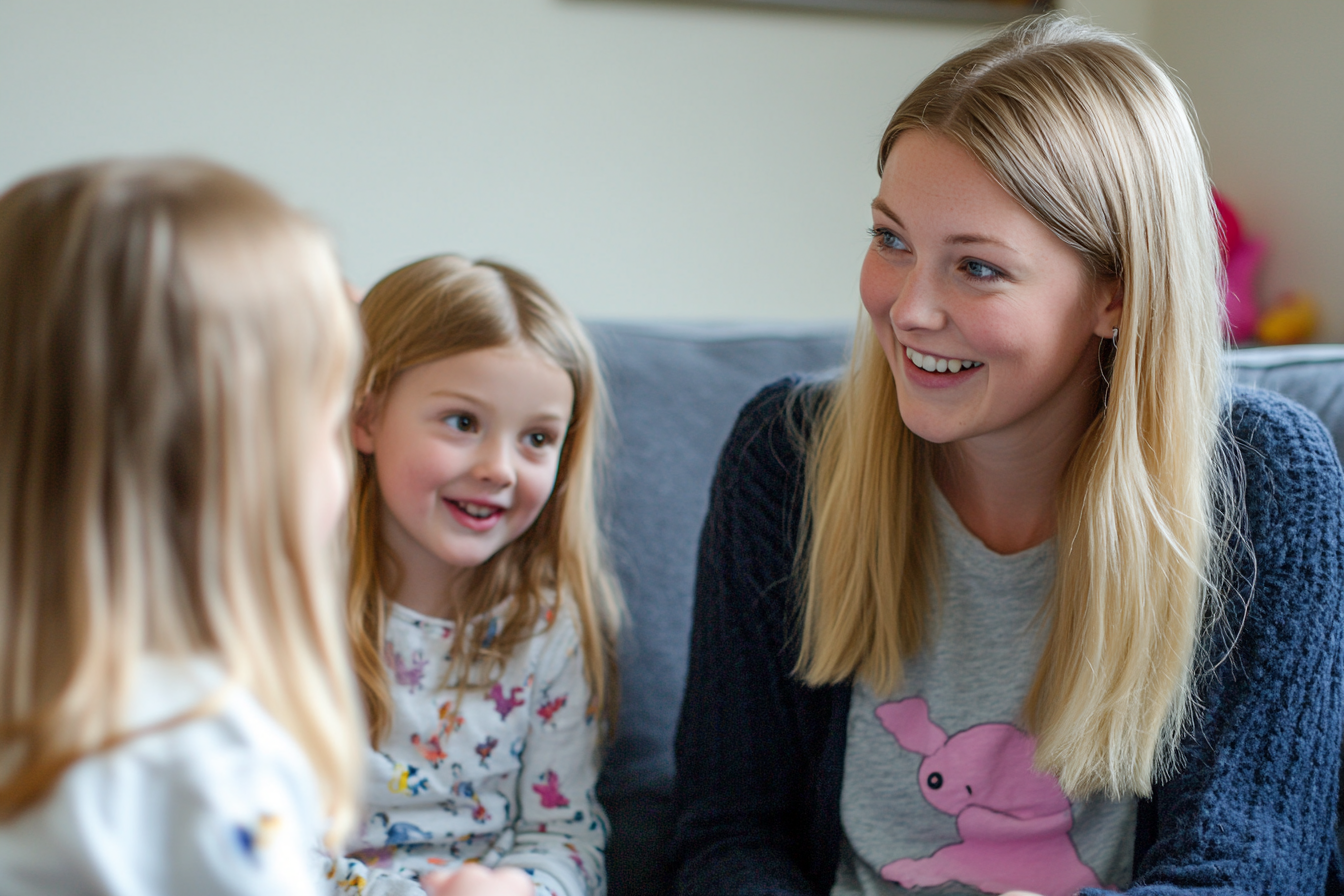 Une femme qui parle à ses filles | Source : Midjourney