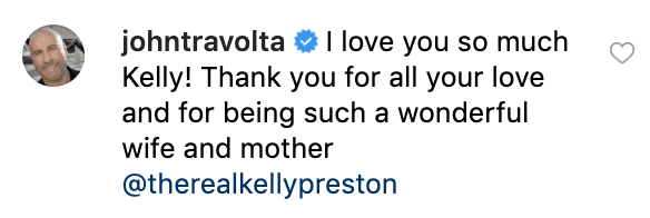Le commentaire de John Travolta sur le post de Kelly Preston | Source: Instagram / therealkellypreston