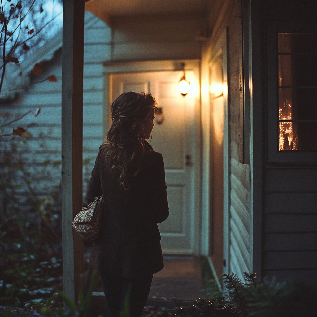 Une femme qui s'apprête à entrer dans une maison | Source : Midjourney