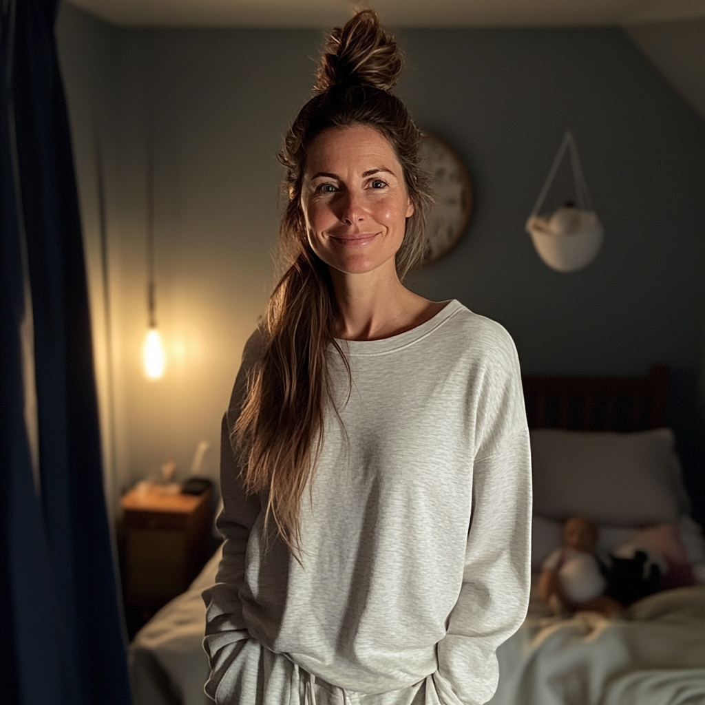 Une femme debout dans une chambre à coucher | Source : Midjourney