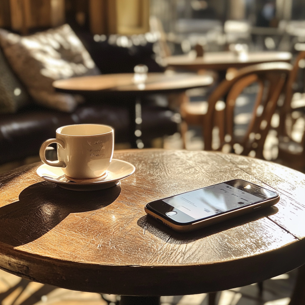 Un téléphone portable sur une table | Source : Midjourney