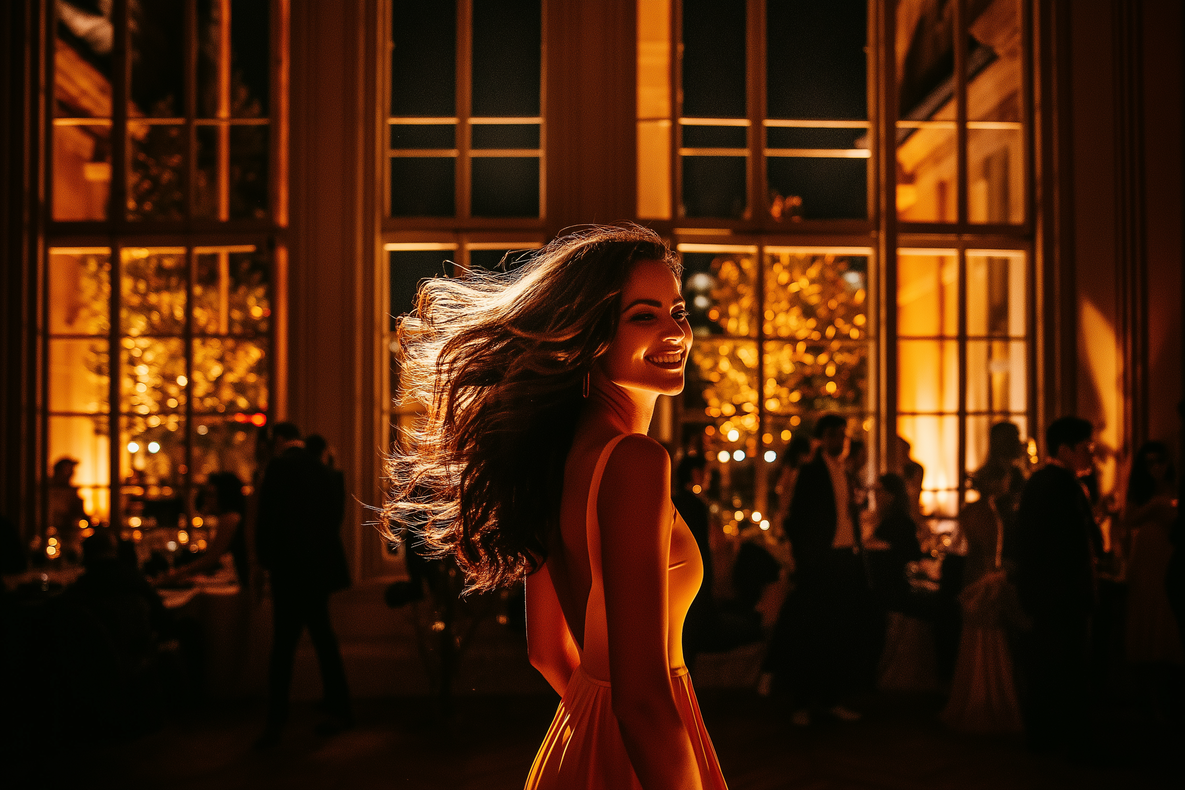 Une belle femme dans une salle de bal | Source : Midjourney