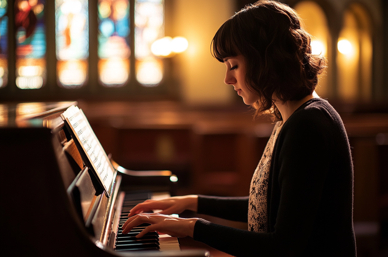 Une femme jouant du piano | Source : Midjourney