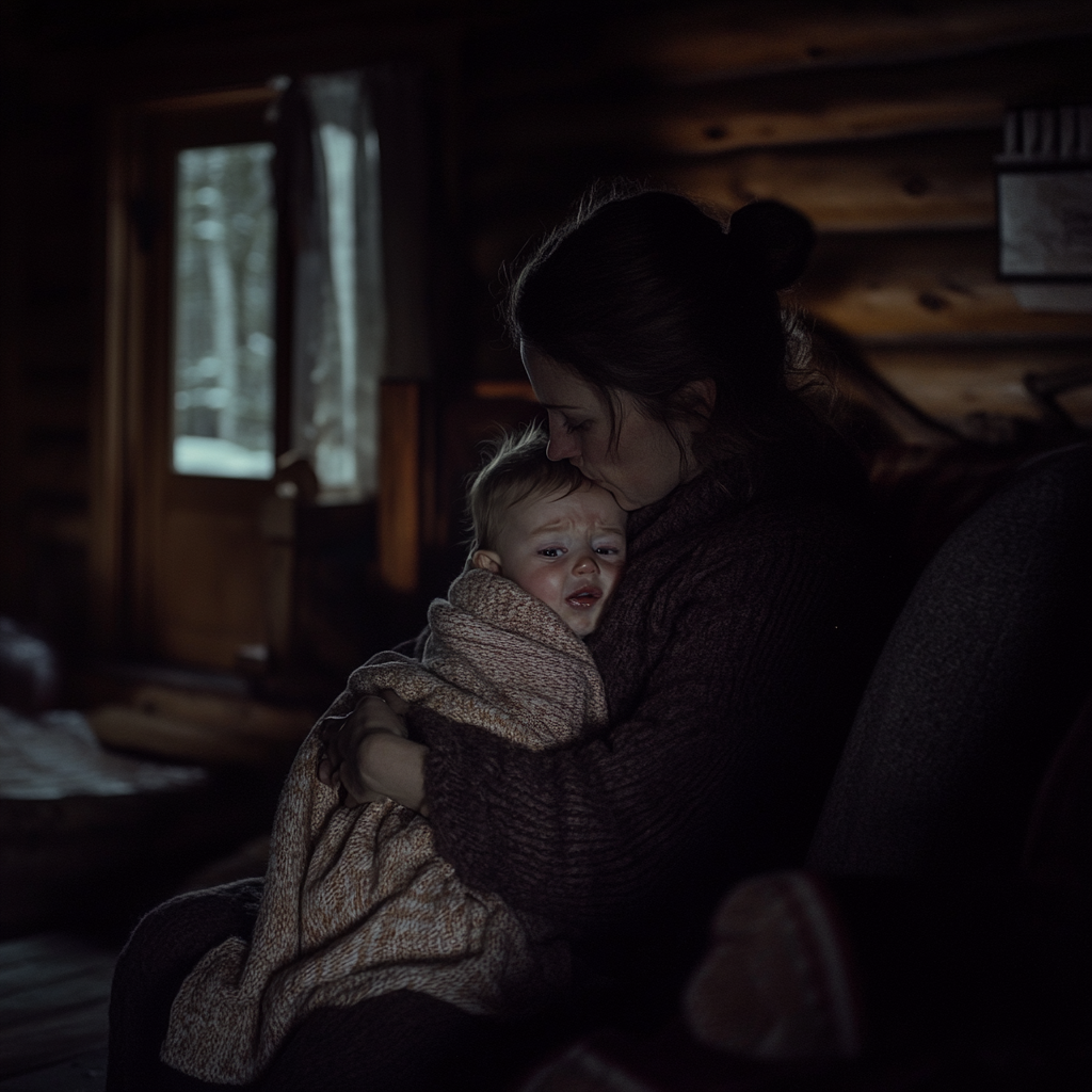 Une femme tenant un bébé | Source : Midjourney